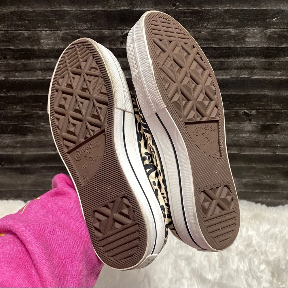 CONVERSE JUNGLE ART PLATFORM HIGH TOP SHOES NEUTRAL ANIMAL PRINT Y2K